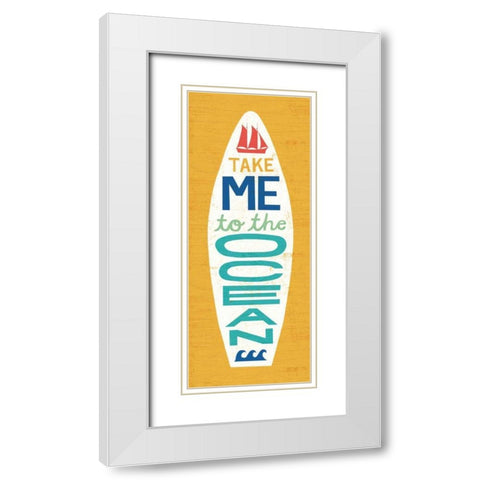 Beach Bums Surf Board IV White Modern Wood Framed Art Print with Double Matting by Mullan, Michael