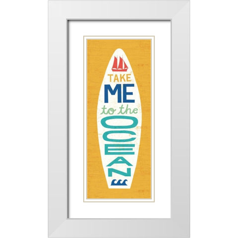 Beach Bums Surf Board IV White Modern Wood Framed Art Print with Double Matting by Mullan, Michael