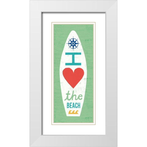 Beach Bums Surf Board II White Modern Wood Framed Art Print with Double Matting by Mullan, Michael