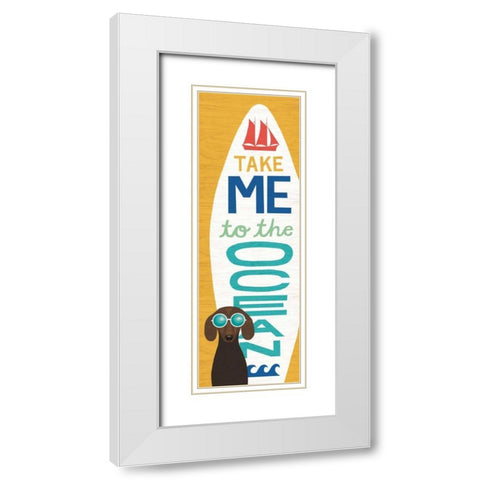 Beach Bums Dachshund Surf Board White Modern Wood Framed Art Print with Double Matting by Mullan, Michael