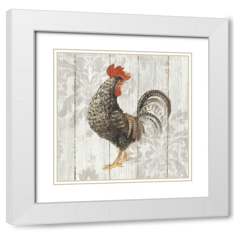 Farm Friend II on Barn Board White Modern Wood Framed Art Print with Double Matting by Hristova, Albena