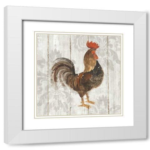 Farm Friend III on Barn Board White Modern Wood Framed Art Print with Double Matting by Hristova, Albena