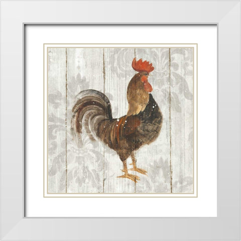 Farm Friend III on Barn Board White Modern Wood Framed Art Print with Double Matting by Hristova, Albena