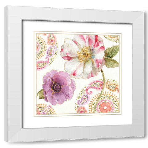 Rainbow Seeds Paisley I White Modern Wood Framed Art Print with Double Matting by Audit, Lisa