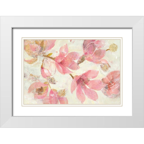 Magnolias in Bloom on White White Modern Wood Framed Art Print with Double Matting by Hristova, Albena