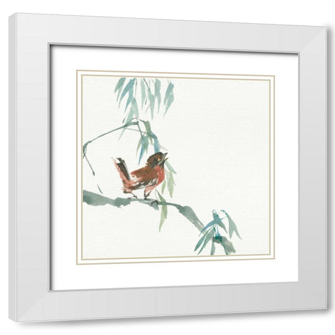 Russet Sparrow White Modern Wood Framed Art Print with Double Matting by Paschke, Chris