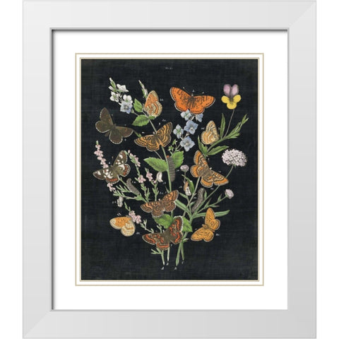 Butterfly Bouquet on Black I White Modern Wood Framed Art Print with Double Matting by Wild Apple Portfolio
