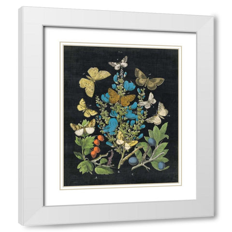 Butterfly Bouquet on Black II White Modern Wood Framed Art Print with Double Matting by Wild Apple Portfolio