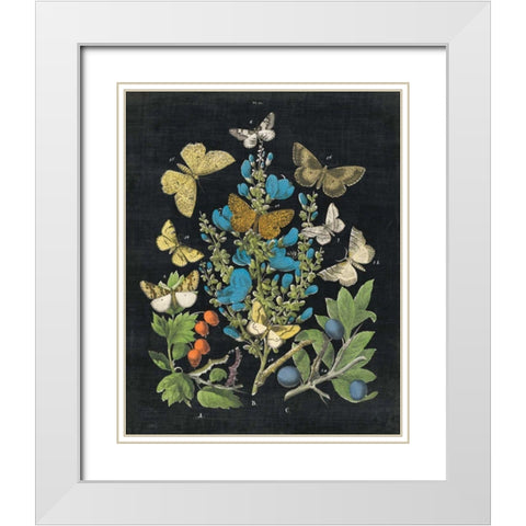 Butterfly Bouquet on Black II White Modern Wood Framed Art Print with Double Matting by Wild Apple Portfolio