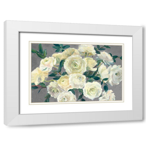 Roses in Cobalt Vase Steel Gray Crop White Modern Wood Framed Art Print with Double Matting by Hageman, Marilyn