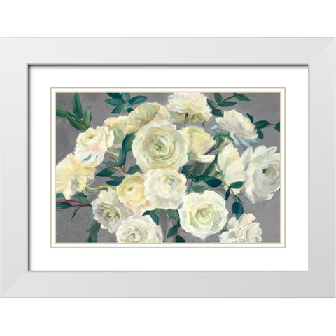 Roses in Cobalt Vase Steel Gray Crop White Modern Wood Framed Art Print with Double Matting by Hageman, Marilyn