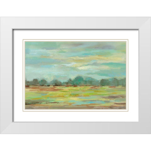 Teal Forest Crop White Modern Wood Framed Art Print with Double Matting by Vassileva, Silvia