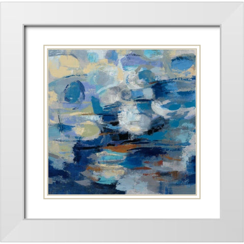 Ultramarine Waves I White Modern Wood Framed Art Print with Double Matting by Vassileva, Silvia