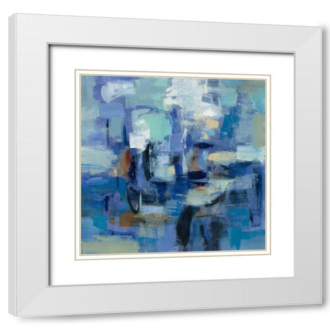 Ultramarine Waves II White Modern Wood Framed Art Print with Double Matting by Vassileva, Silvia