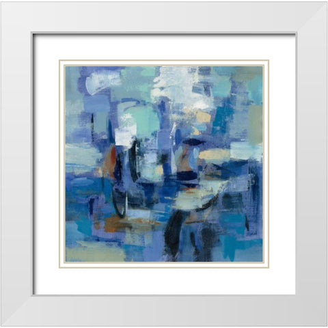 Ultramarine Waves II White Modern Wood Framed Art Print with Double Matting by Vassileva, Silvia