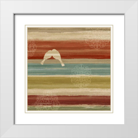 Mumbai Rainbow Birds II White Modern Wood Framed Art Print with Double Matting by Daphne, Brissonnet
