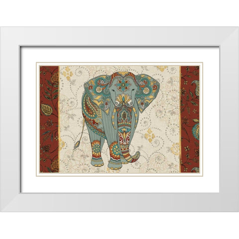 Elephant Caravan IA White Modern Wood Framed Art Print with Double Matting by Daphne, Brissonnet