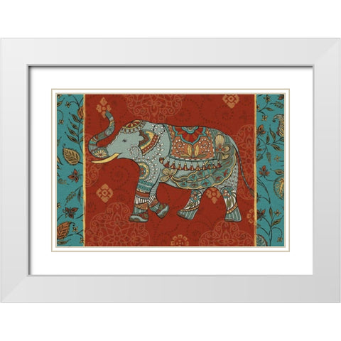 Elephant Caravan IIM White Modern Wood Framed Art Print with Double Matting by Daphne, Brissonnet