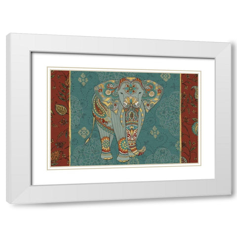 Elephant Caravan IB White Modern Wood Framed Art Print with Double Matting by Daphne, Brissonnet