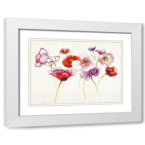 Pink and Red Somniferums White Modern Wood Framed Art Print with Double Matting by Novak, Shirley