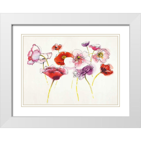 Pink and Red Somniferums White Modern Wood Framed Art Print with Double Matting by Novak, Shirley