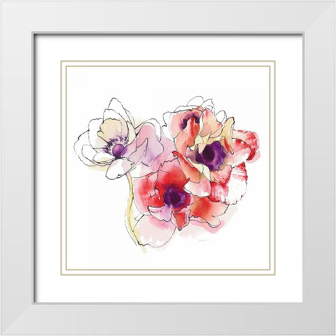 Mistral Trio I White Square White Modern Wood Framed Art Print with Double Matting by Novak, Shirley