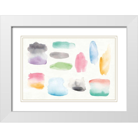 Watercolor Swatch Element White Modern Wood Framed Art Print with Double Matting by DeNeige, Elyse