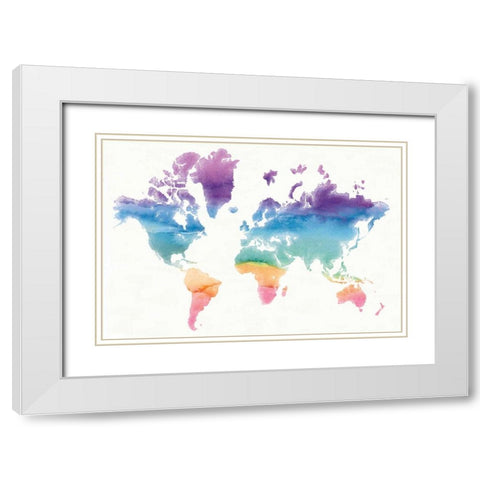 Watercolor World White Modern Wood Framed Art Print with Double Matting by Schick, Mike
