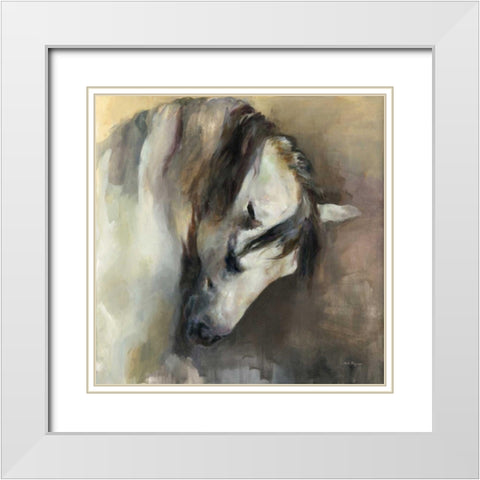 Classical Horse White Modern Wood Framed Art Print with Double Matting by Hageman, Marilyn