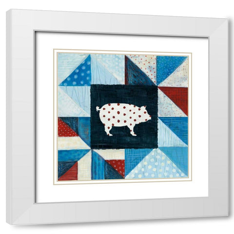 Modern Americana Farm Quilt V White Modern Wood Framed Art Print with Double Matting by Averinos, Melissa