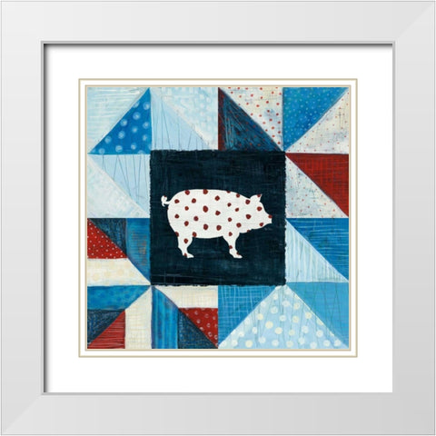 Modern Americana Farm Quilt V White Modern Wood Framed Art Print with Double Matting by Averinos, Melissa
