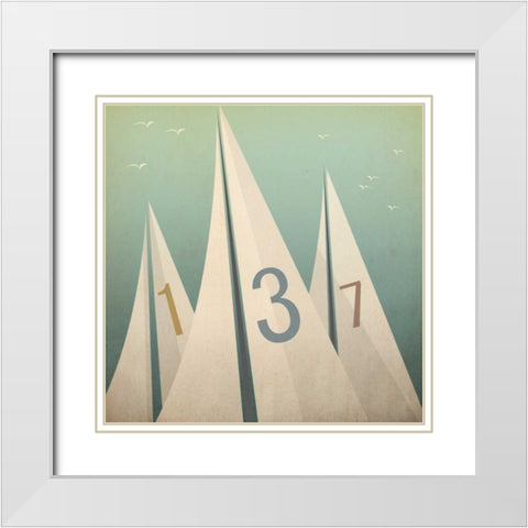 Sails VII White Modern Wood Framed Art Print with Double Matting by Fowler, Ryan