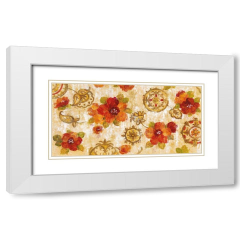 Hibiscus and Mandala White Modern Wood Framed Art Print with Double Matting by Vassileva, Silvia