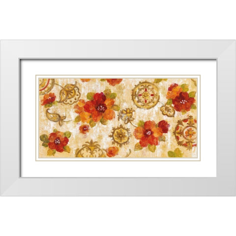 Hibiscus and Mandala White Modern Wood Framed Art Print with Double Matting by Vassileva, Silvia