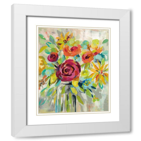 Flower Still Life I White Modern Wood Framed Art Print with Double Matting by Vassileva, Silvia