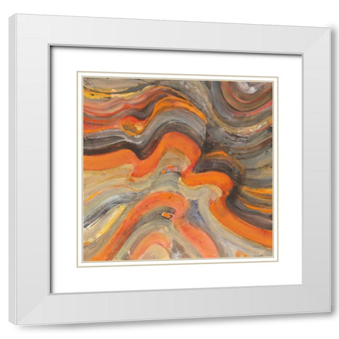 Floating Lava White Modern Wood Framed Art Print with Double Matting by Hristova, Albena