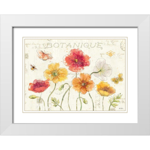 Painted Poppies I White Modern Wood Framed Art Print with Double Matting by Pertiet, Katie