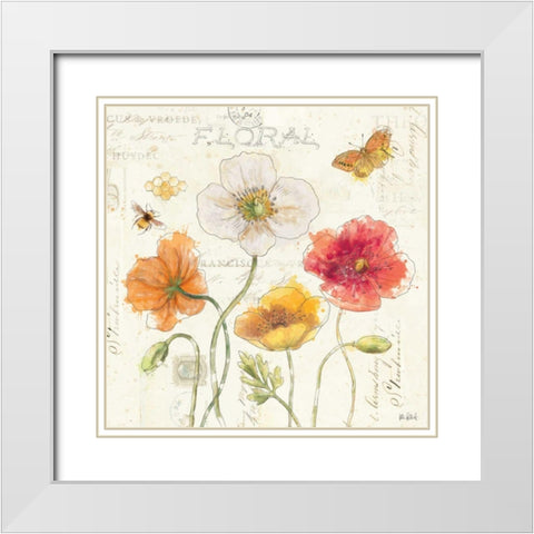 Painted Poppies III White Modern Wood Framed Art Print with Double Matting by Pertiet, Katie