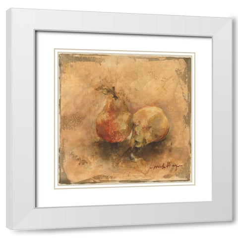 Gilted Pears White Modern Wood Framed Art Print with Double Matting by Hageman, Marilyn