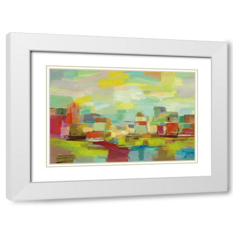 Town by the River White Modern Wood Framed Art Print with Double Matting by Vassileva, Silvia