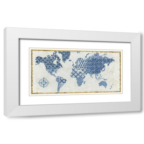 Indigo Gild Map Maki White Modern Wood Framed Art Print with Double Matting by Lovell, Kathrine