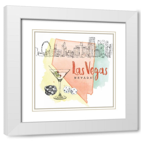 US Cities III White Modern Wood Framed Art Print with Double Matting by Grove, Beth