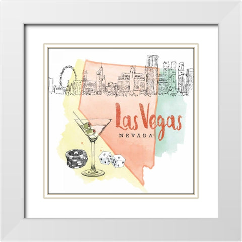 US Cities III White Modern Wood Framed Art Print with Double Matting by Grove, Beth