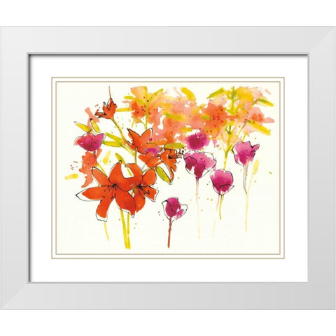 Pattys Plum II White Modern Wood Framed Art Print with Double Matting by Novak, Shirley