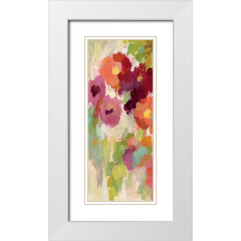 Coral and Emerald Garden I Panel I White Modern Wood Framed Art Print with Double Matting by Vassileva, Silvia