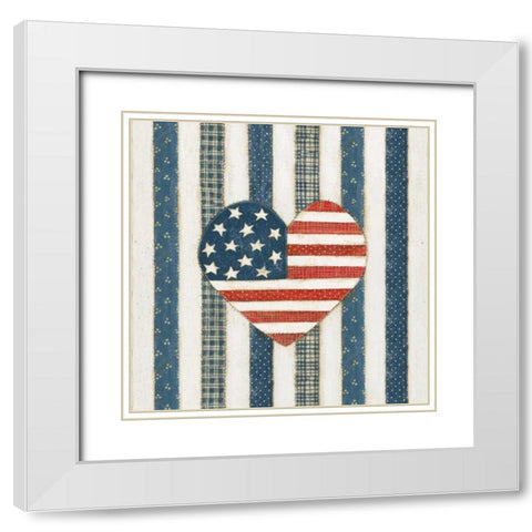 Americana Quilt VI White Modern Wood Framed Art Print with Double Matting by Brown, David Carter