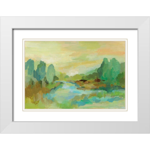 Jade Forest White Modern Wood Framed Art Print with Double Matting by Vassileva, Silvia