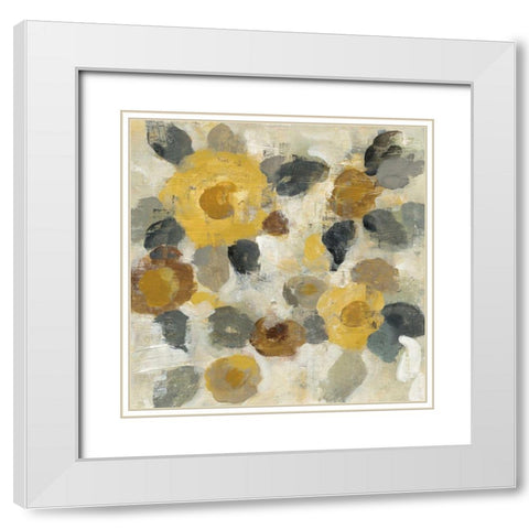 Neutral Floral Beige II Yellow Flowers White Modern Wood Framed Art Print with Double Matting by Vassileva, Silvia