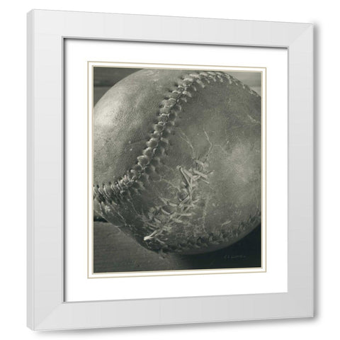 Baseball White Modern Wood Framed Art Print with Double Matting by Goldstein, Ed