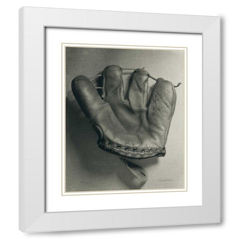 Baseball Glove White Modern Wood Framed Art Print with Double Matting by Goldstein, Ed